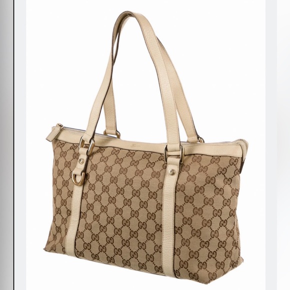 Gucci Handbags - Gucci GG Canvas/Leather Abbey Tote Bag Brown